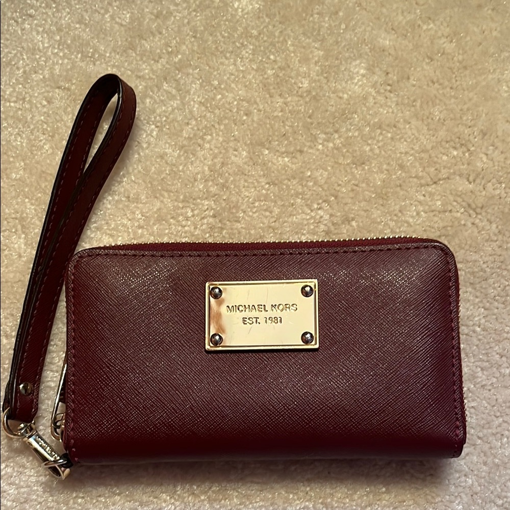 Michael Kors. Burgundy Leather Clutch